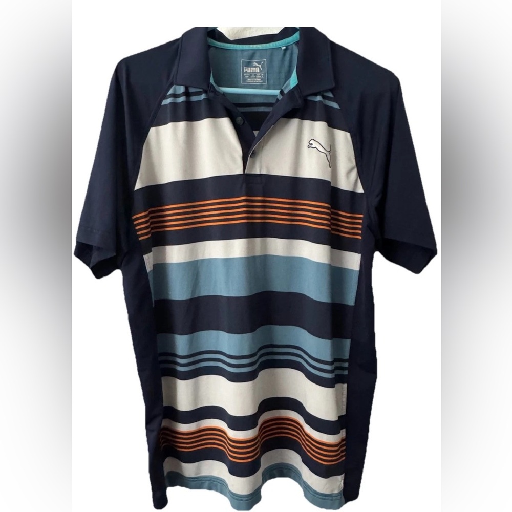 Puma Cobra Golf Cool Cell Navy Quick Dry Polo Mens Size Medium Multicolor